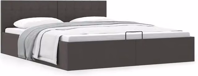 Giroletto con Contenitore Grigio Scuro in Tessuto 160x200 cm 285574
