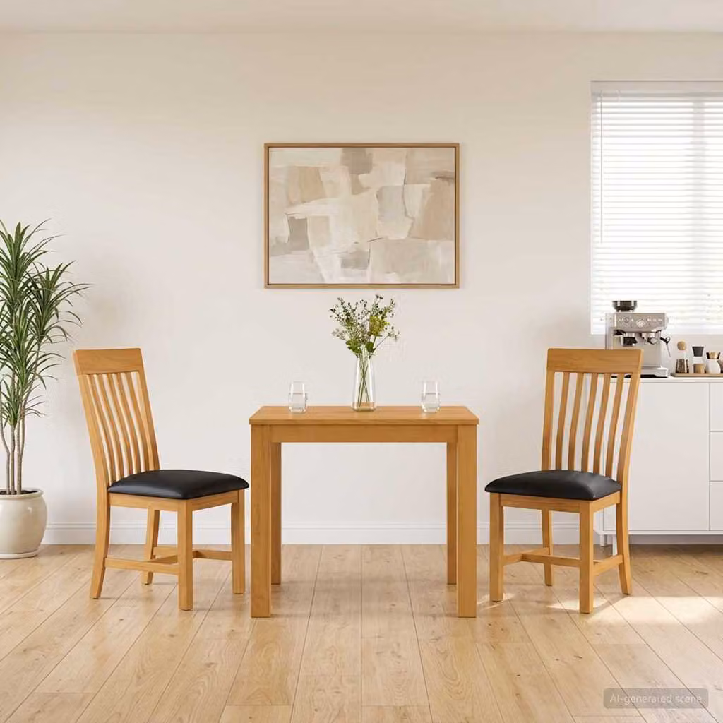 Set da pranzo moderno vidaXL in legno di quercia composto da tavolo rettangolare e 3 sedie, Nero e Marrone, L: 110 cm, P: 75 cm, H: 90 cm