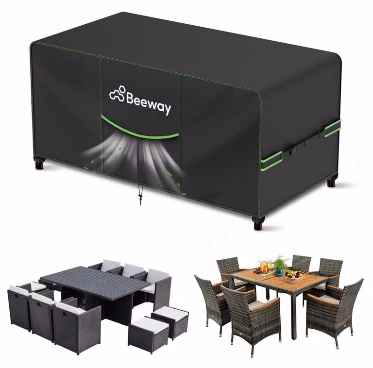 Copertura impermeabile per mobili da giardino, dimensioni 183x122x73 cm, tessuto Oxford 420D, colore nero