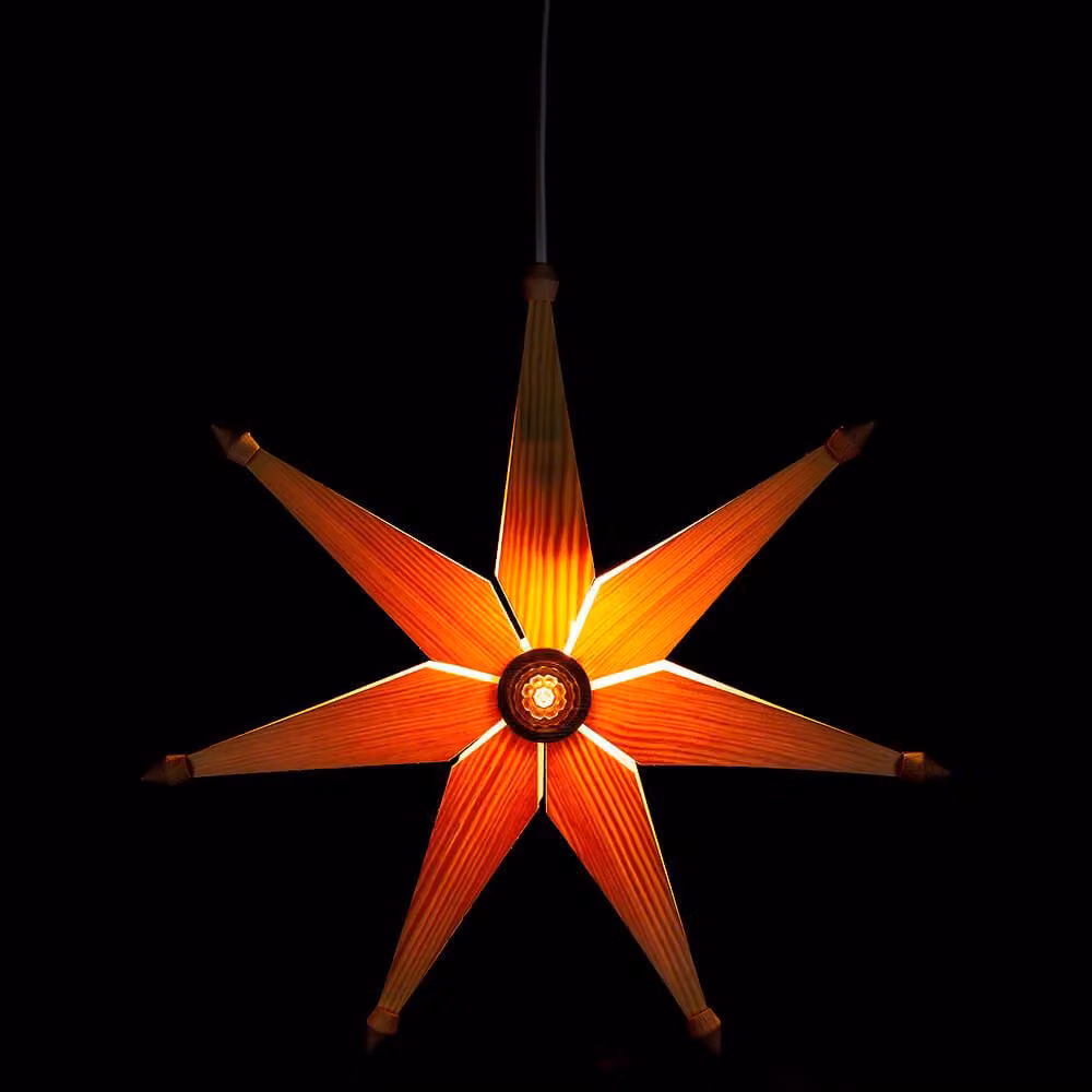 Decorazione per finestra Stella di Natale semplice naturale, illuminazione elettrica larghezza x altezza circa 40 cm x 40 cm NUOVO