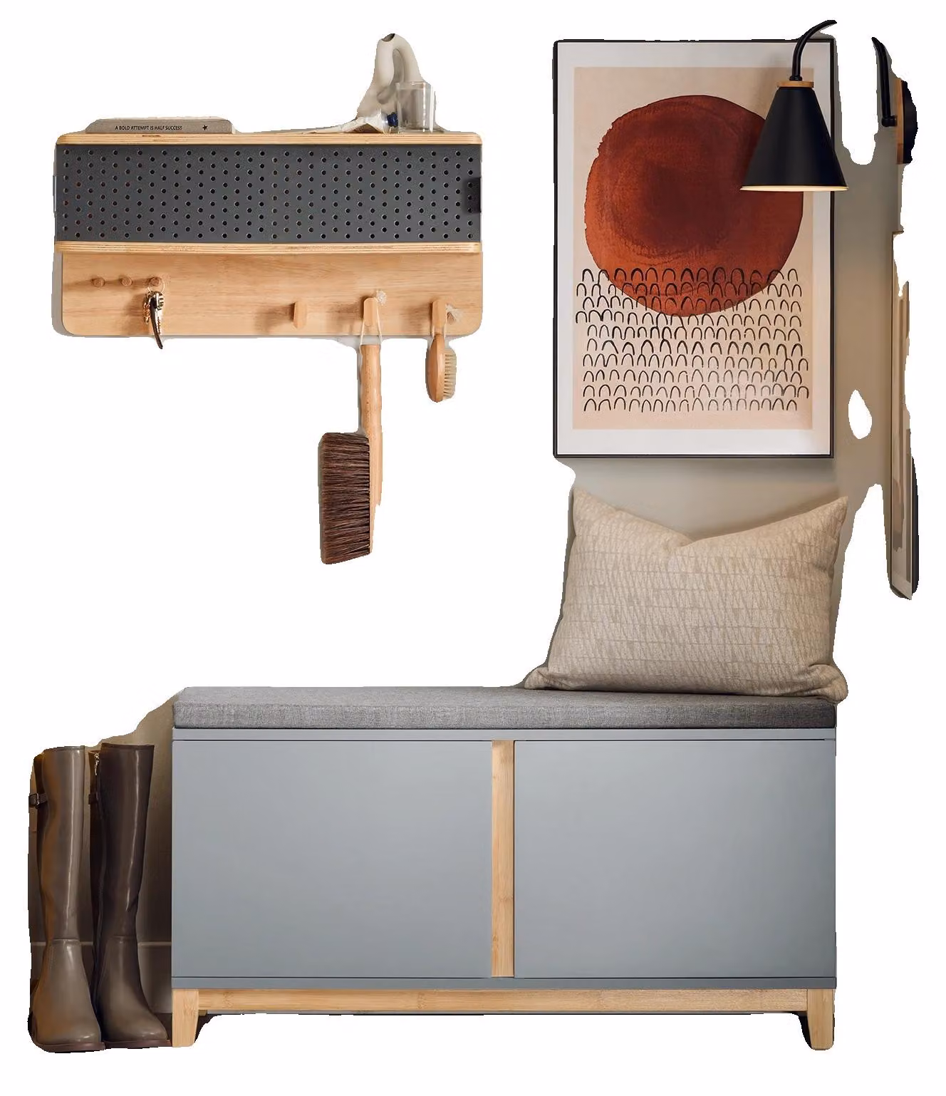 Scarpiera, struttura in legno, design moderno e minimalista, colore grigio chiaro