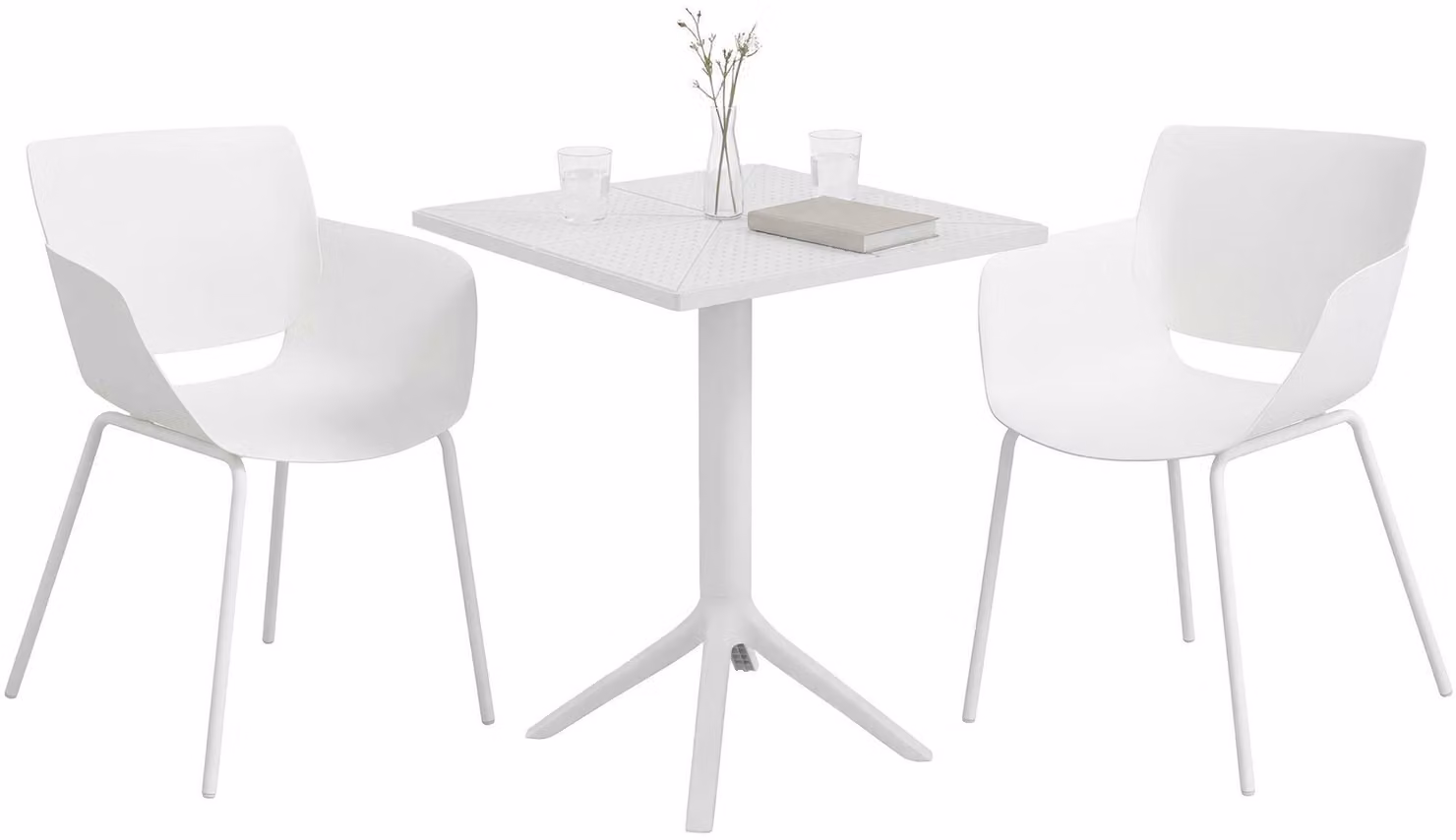Set di mobili da giardino Norva composto da 2 sedie | Colore: Bianco | Dimensioni: 168x60x80 cm