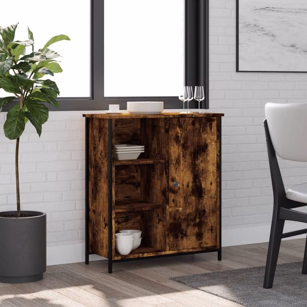 Credenza vidaXL in legno multistrato e metallo, colore marrone, L 70 cm x P 30 cm x H 80 cm