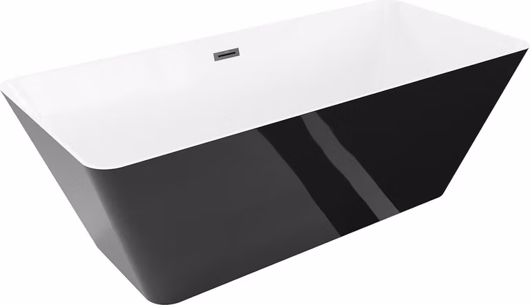 Mexen Velo Slim vasca da bagno autoportante 170 x 75 cm, bianca/nera, troppopieno nero - 52811707575-70