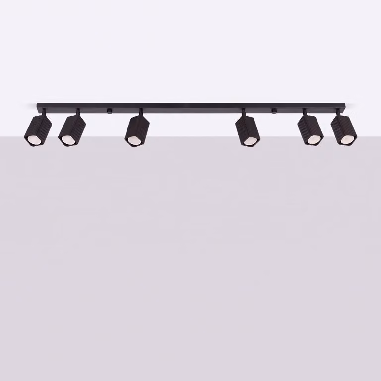 Plafoniera RAYO 6L nera 6xGU10 10W alluminio 16,5x6x117cm Sollux Lighting