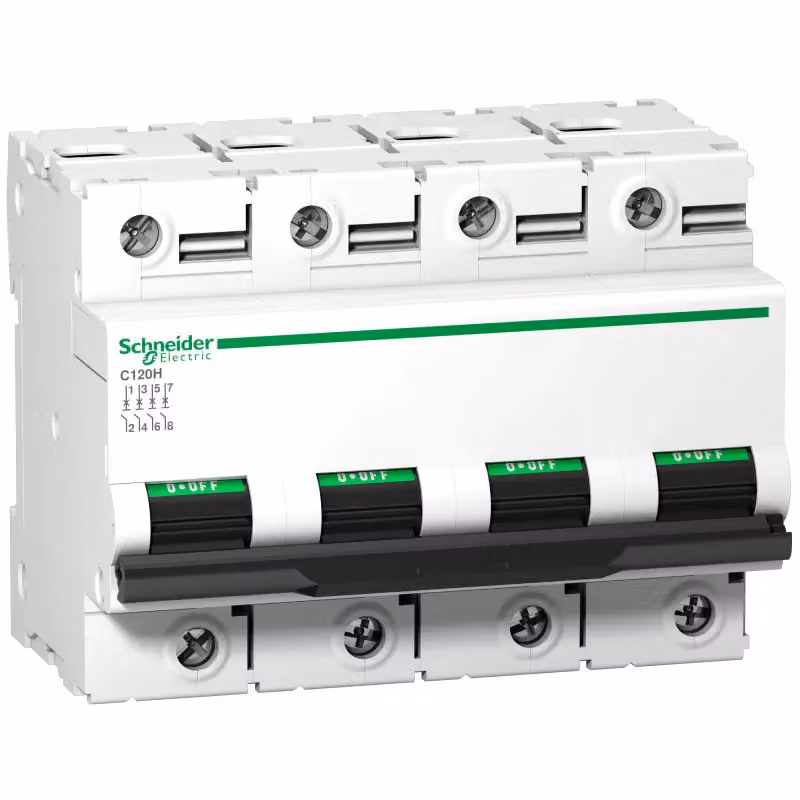 Interruttore automatico Schneider Electric C120H, 4 poli, 100 A, caratteristica D, 15 kA A9N18524