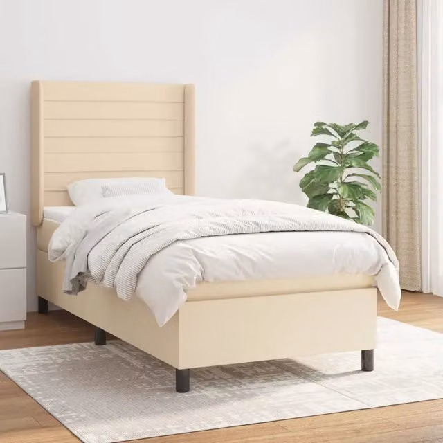 Letto Ibrido con Giroletto a Molle e Materasso vidaXL in Colore Beige e Bianco, L/P/H: 203 x 103 x 128 cm