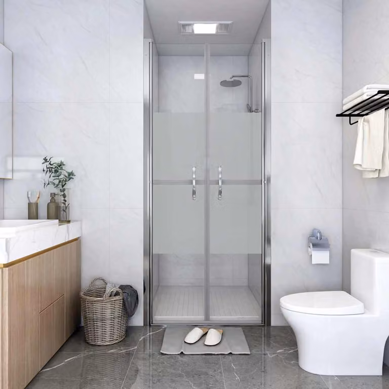 Porta per Doccia vidaXL in Vetro ESG Semi-Satinato, L: 101 cm, H: 190 cm, Colore Argento