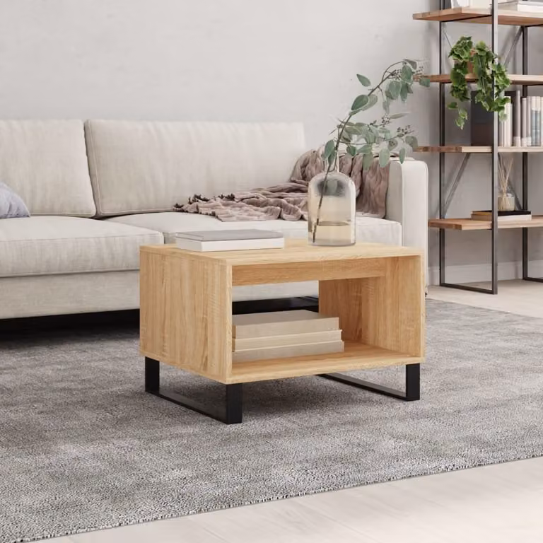 The Living Store tavolino in rovere Sonoma 60x50x40 cm materiale a base di legno