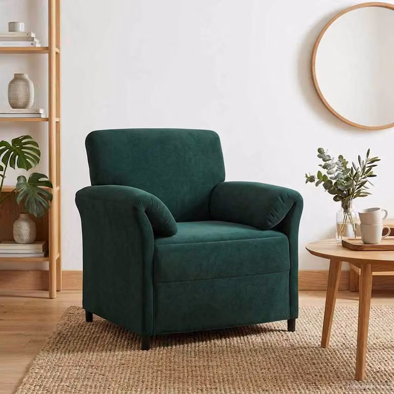 vidaXL Divano 1 posto in velluto verde scuro con struttura in metallo L: 88 cm, P: 83 cm, H: 95 cm