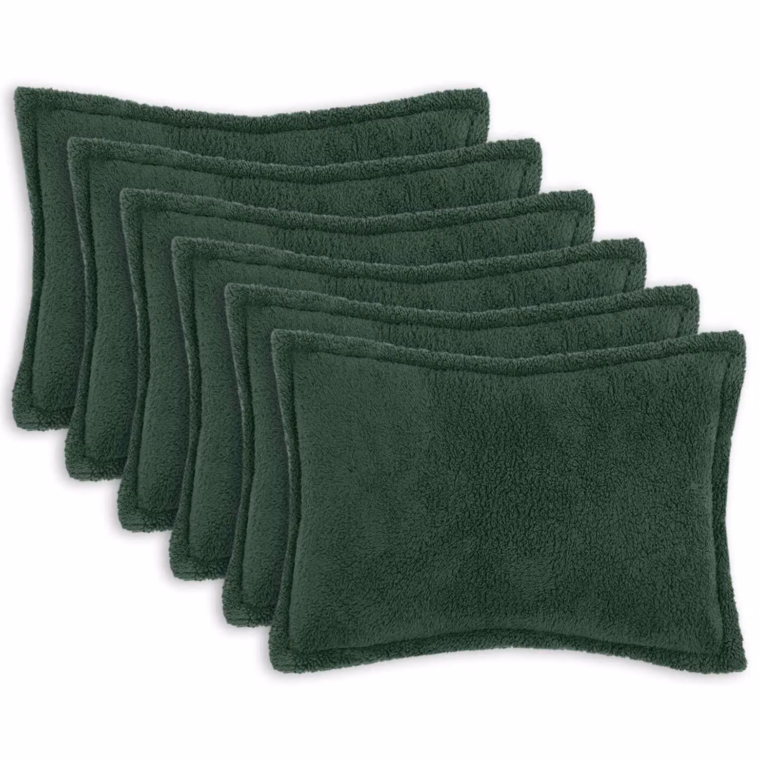 Set di 6 federe vidaXL HOUTEN in tessuto bouclé verde scuro, L 50 cm x P 70 cm