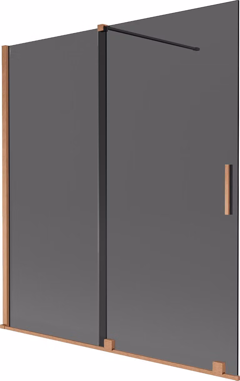 Mexen Velar paratia vasca da bagno 2-ante scorrevole 150 x 150 cm, grafite, rame spazzolato - 896-150-000-41-65