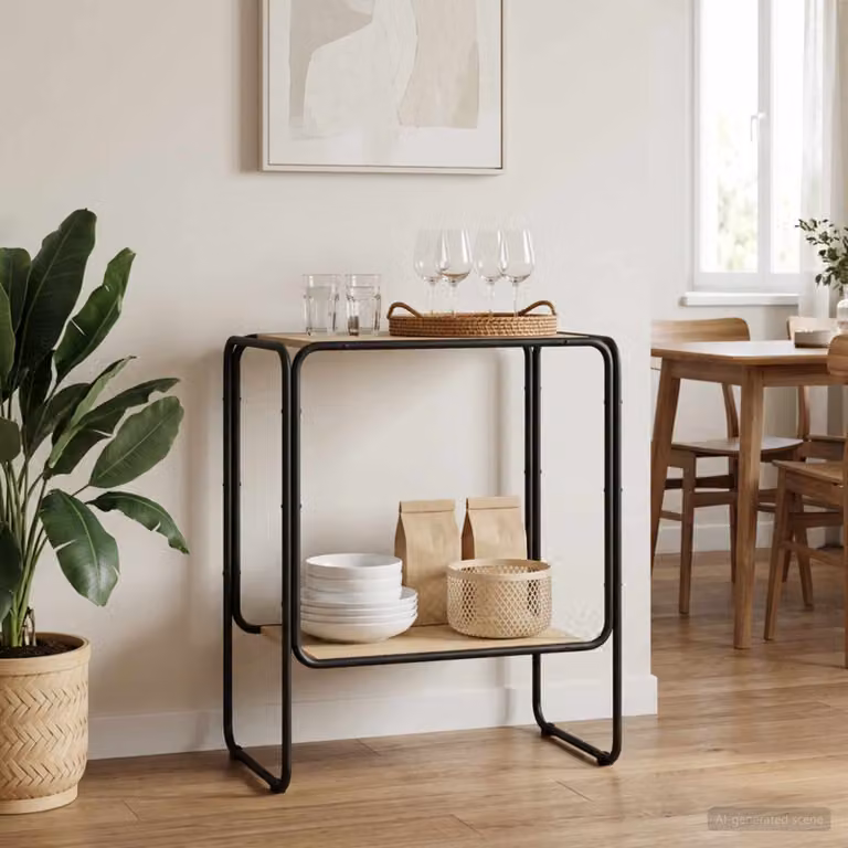 Credenza in stile industrial vidaXL in legno e metallo, colore marrone, L 60 cm x P 38 cm x H 75 cm