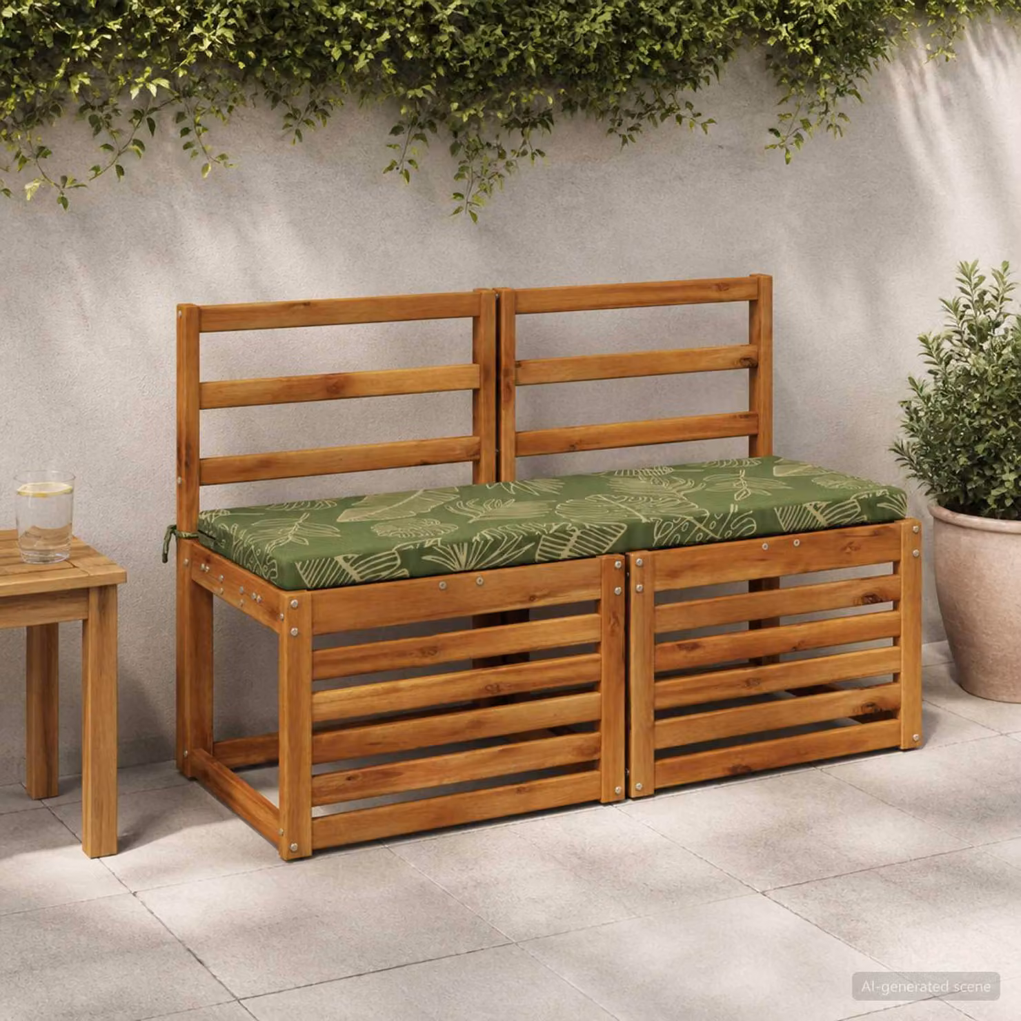 Set di 2 cuscini per panchina vidaXL SOEST verdi in poliestere con imbottitura in schiuma e coperture rimovibili lavabili