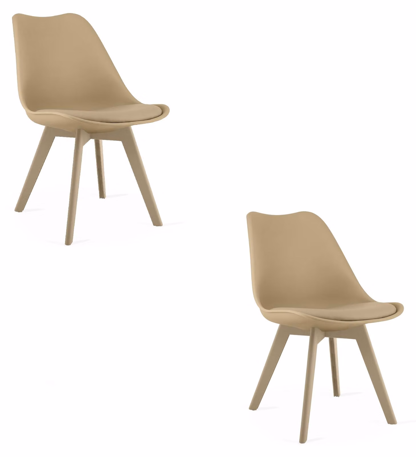 Sedia MARK beige scuro con cuscino in ecopelle per cucina sala da pranzo x2
