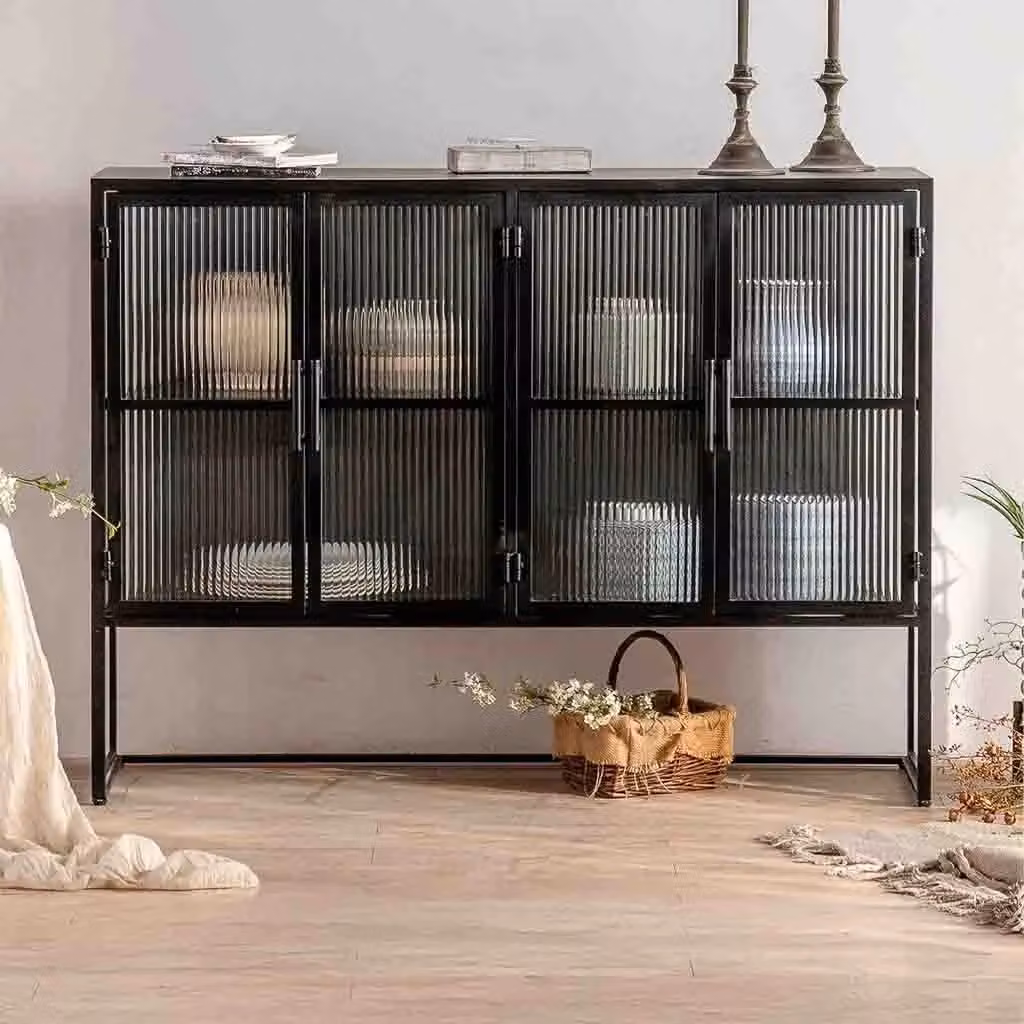 Credenza moderna Wanderlust Deco in metallo nero opaco L: 150 cm, P: 38,5 cm, H: 90,5 cm – 2