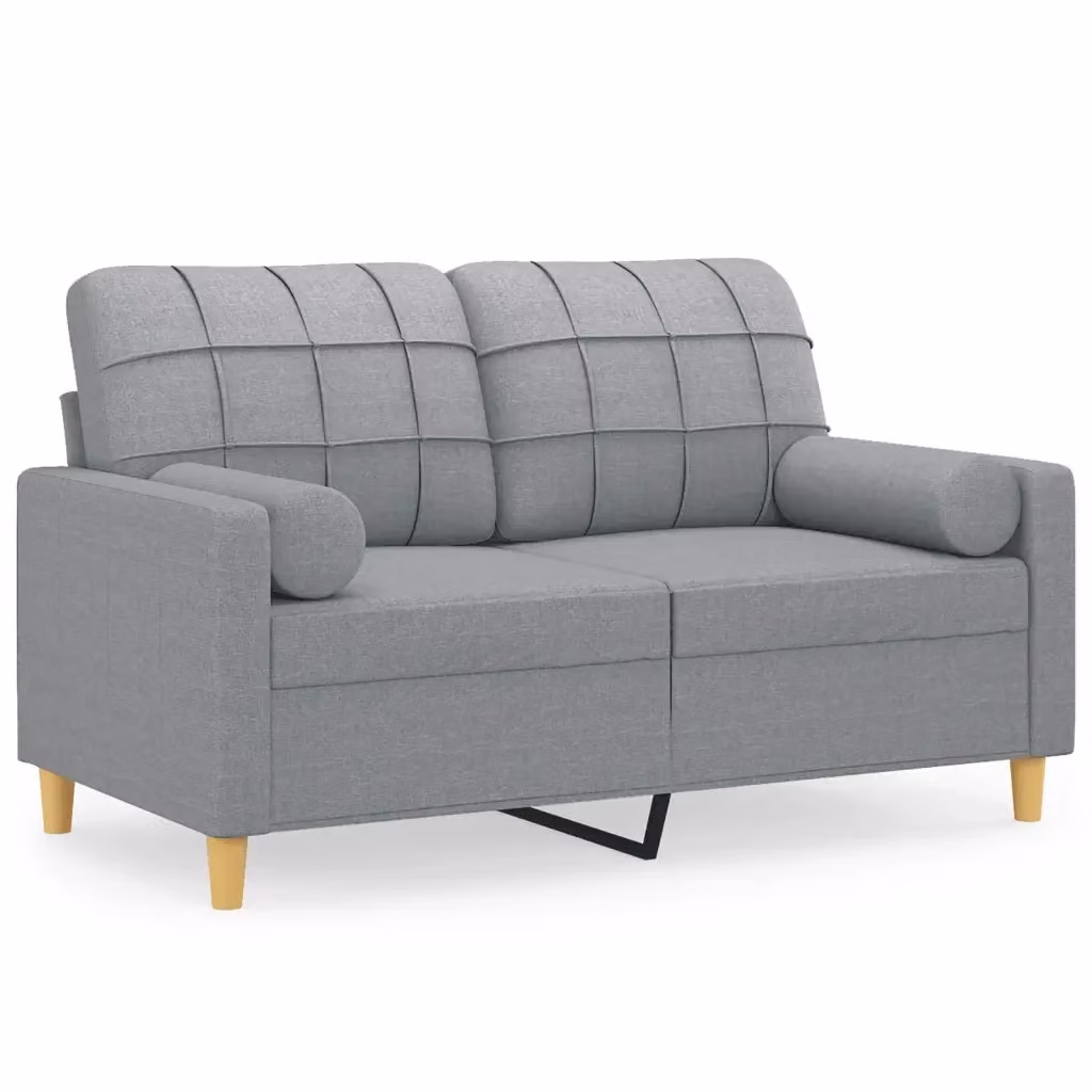 Divano a 2 posti moderno vidaXL in tessuto grigio con cuscini e coperture rimovibili L: 138 cm, P: 80 cm, H: 77 cm – 2