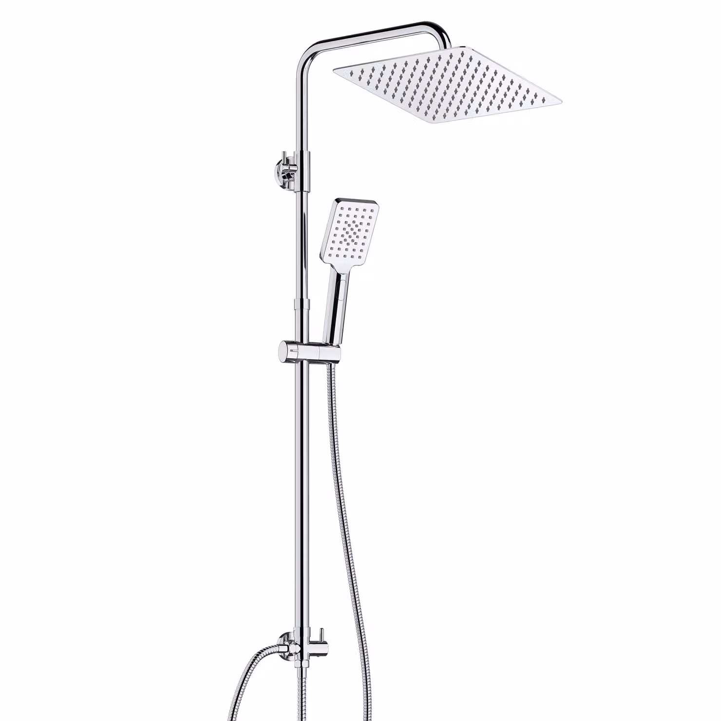 JOHO Colonna Doccia senza Miscelatore Termostatico in Acciaio INOX, Cromato Sistema Doccia Set Doccia a Pioggia con Soffione 20×20cm e Doccetta a Mano