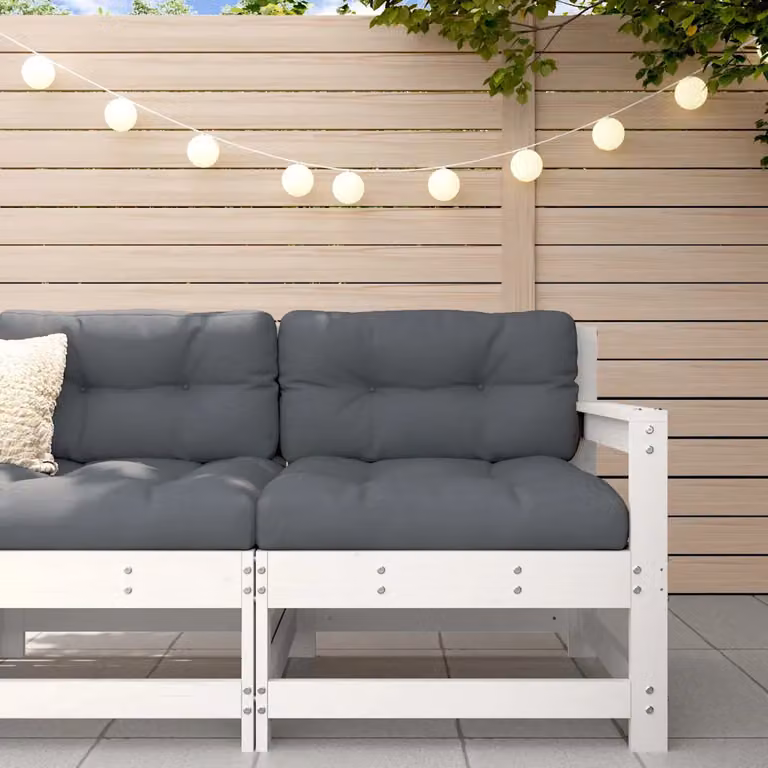 Sedia da giardino vidaXL in legno di pino con cuscini e braccioli, disponibile in bianco o antracite