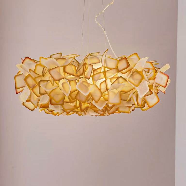 Slamp Lampada a sospensione Clizia, dimmerabile, Giallo / Arancione, Soggiorno / Sala da pranzo, Plastica, Design, Lampada a sospensione