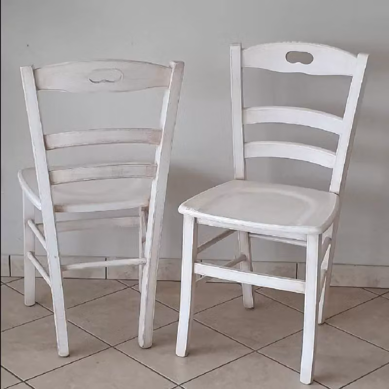Set di 2 sedie in legno di faggio stile shabby chic bianco lacca Mobili 2G L/P/H: 43 x 46 x 89 cm – 1