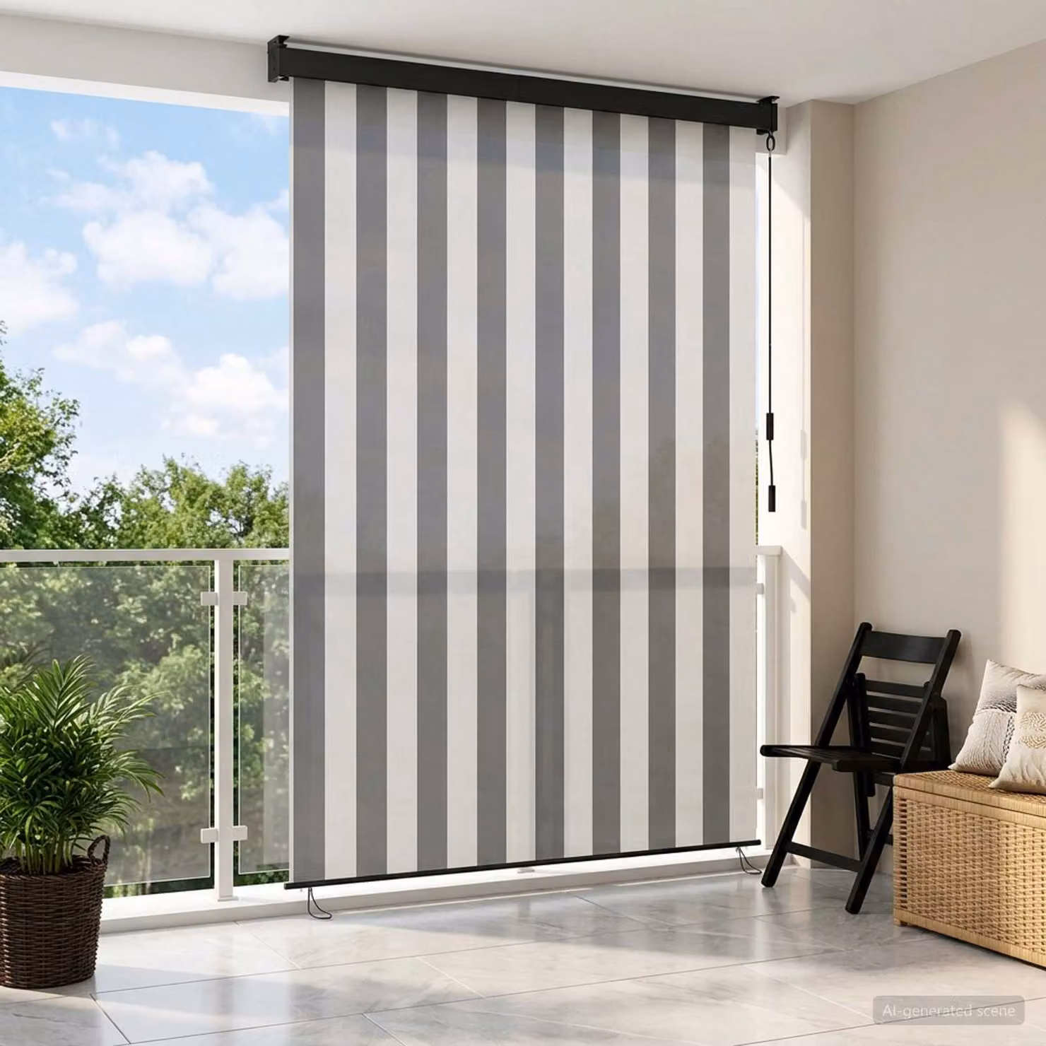 Tenda a rullo vidaXL in poliestere e alluminio, Antracite e Bianco, L: 60 cm, H: 250 cm