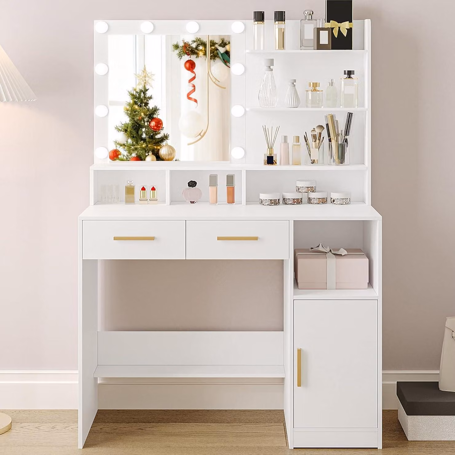 Tavolino da trucco - Comodino da trucco - Tavolino da toilette - Tavolino per il trucco - Tavolino per il trucco con 10 luci a LED