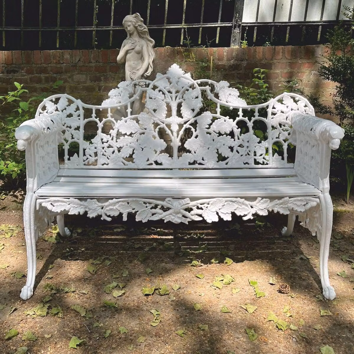 Casa Padrino Panca da giardino barocca bianca 148 cm - Mobili da giardino barocchi