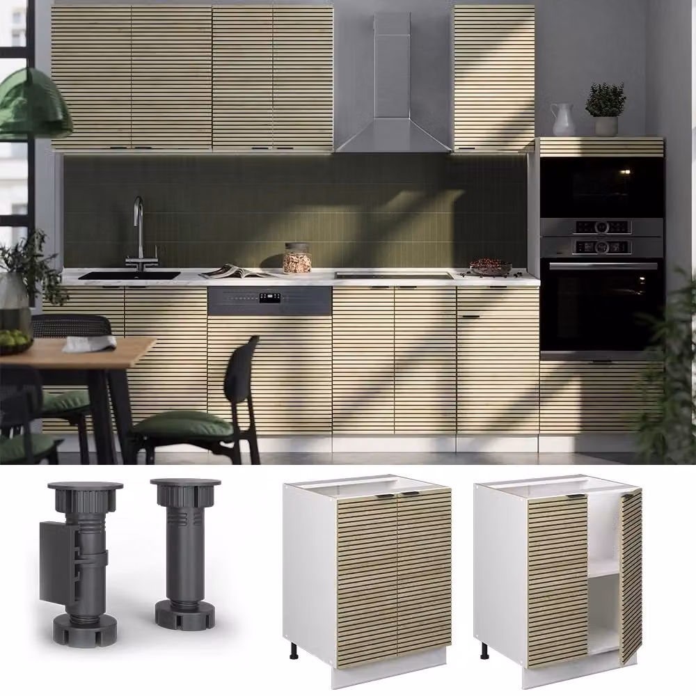 Mobiletto base cucina Fame-Line Vicco in quercia e bianco con ante a battente L 60 cm x H 82 cm – 2