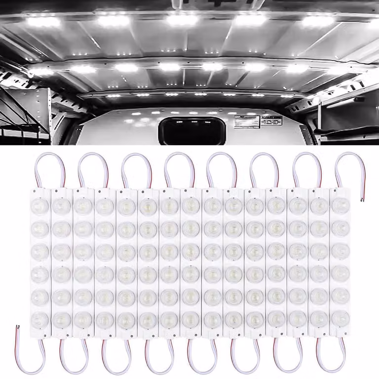 Kit di plafoniere a LED da 12V, 90 LED, 15 moduli, colore bianco, per furgoni, camper, imbarcazioni e autobus