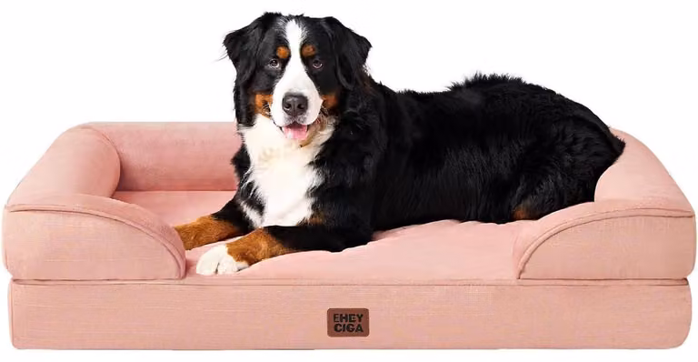 Cuccia ortopedica per cani, taglia XXL, 132x104 cm, realizzata in memory foam, colore rosa, lavabile, impermeabile, antiscivolo, con bordo rialzato