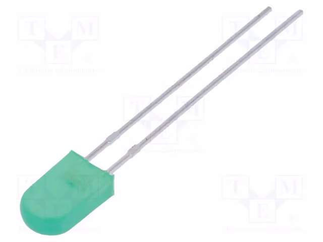 5 LED, 2-8 mcd, 5x2,5 mm, verde, angolo di emissione 100°, montaggio a foro passante, orientamento rettangolare, corrente di funzionamento 20 mA, modello L-173GD