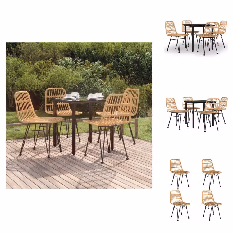 vidaXL Set da pranzo da giardino 5 pezzi in rattan - Set di mobili da giardino