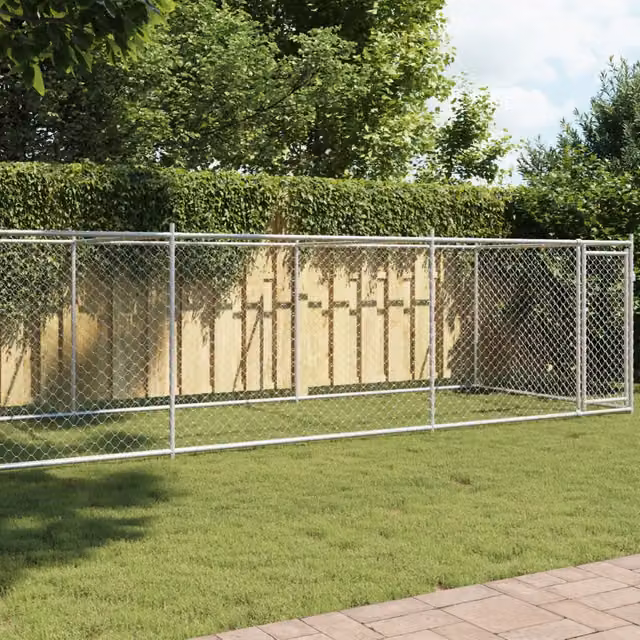 Gabbia per cani Vidaxl in metallo grigio per giardino L: 8 m, H: 2 m, P: 1,5 m