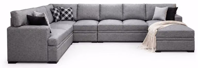 Divano angolare grigio a forma di "U", grande, per soggiorno, design moderno, alta qualità
