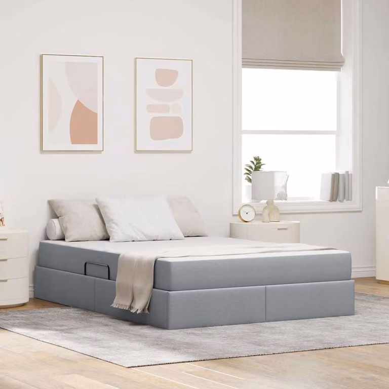 Letto con contenitore e materasso vidaXL Grigio chiaro L 140 cm x P 200 cm