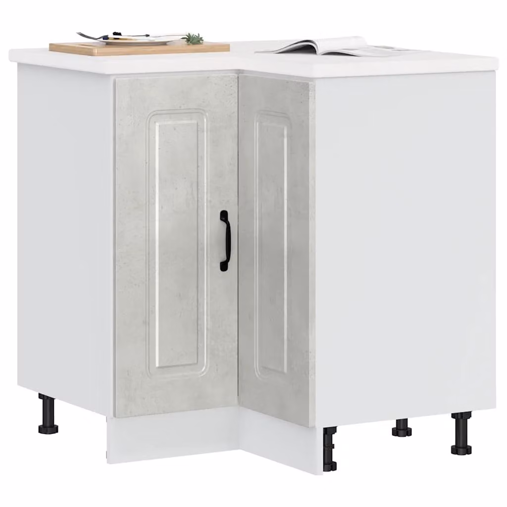 Base angolare per cucina moderna vidaXL Kalmar, grigio e bianco, con ante a battente in MDF