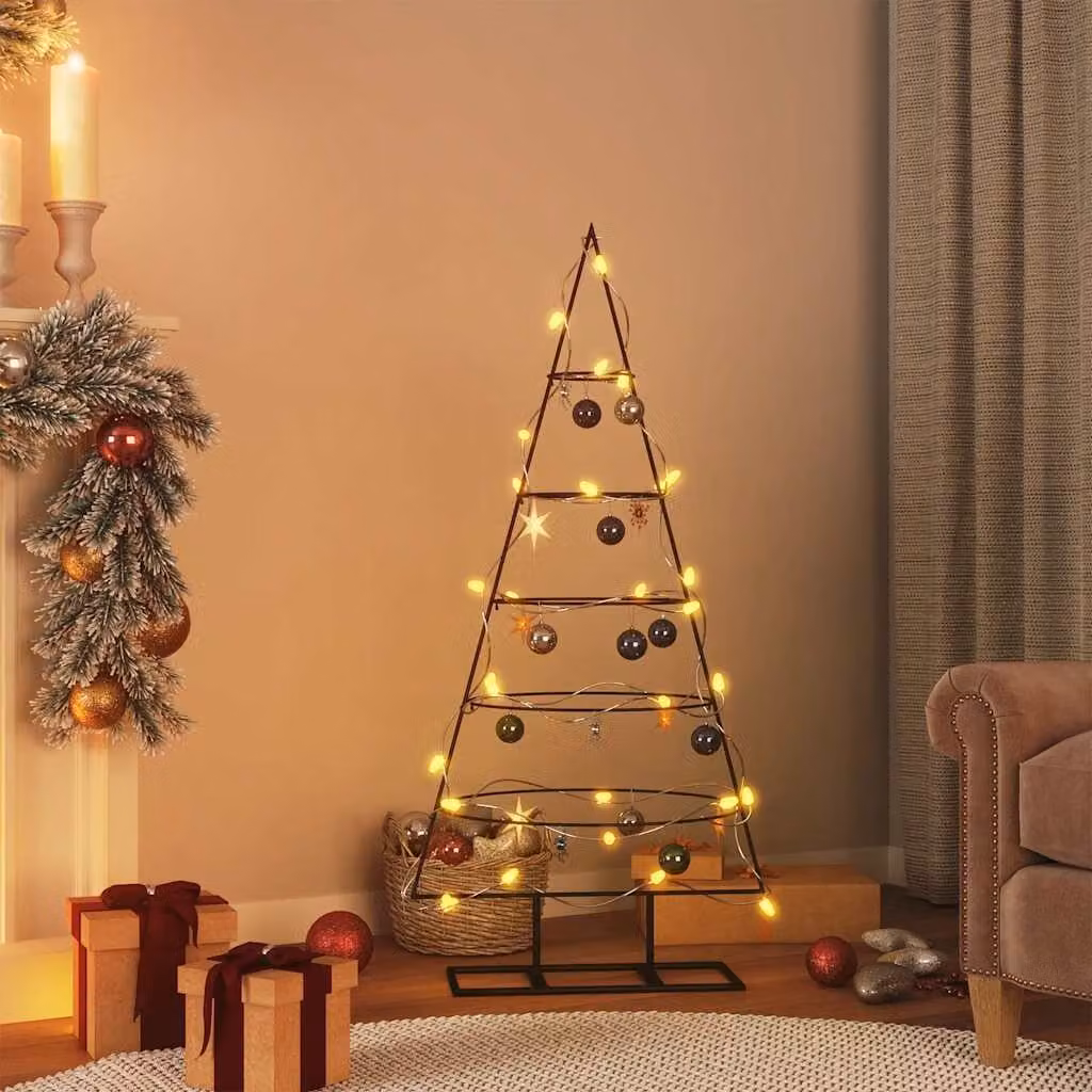 Albero di Natale decorativo moderno vidaXL in metallo nero, Altezza: 125 cm