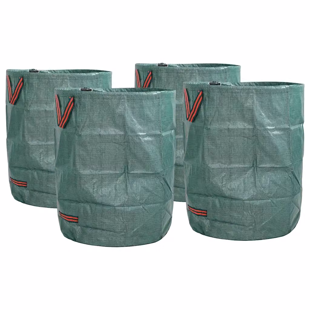 Set di 4 sacchi per rifiuti da giardino vidaXL in polipropilene verde, capacità 300 l