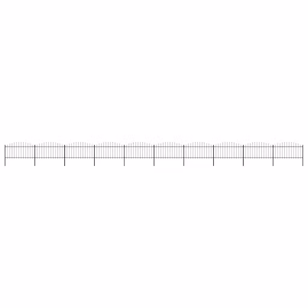 Recinzione da giardino con punta a lancia in acciaio vidaXL, colore nero, L: 1673 cm, H: 150 cm