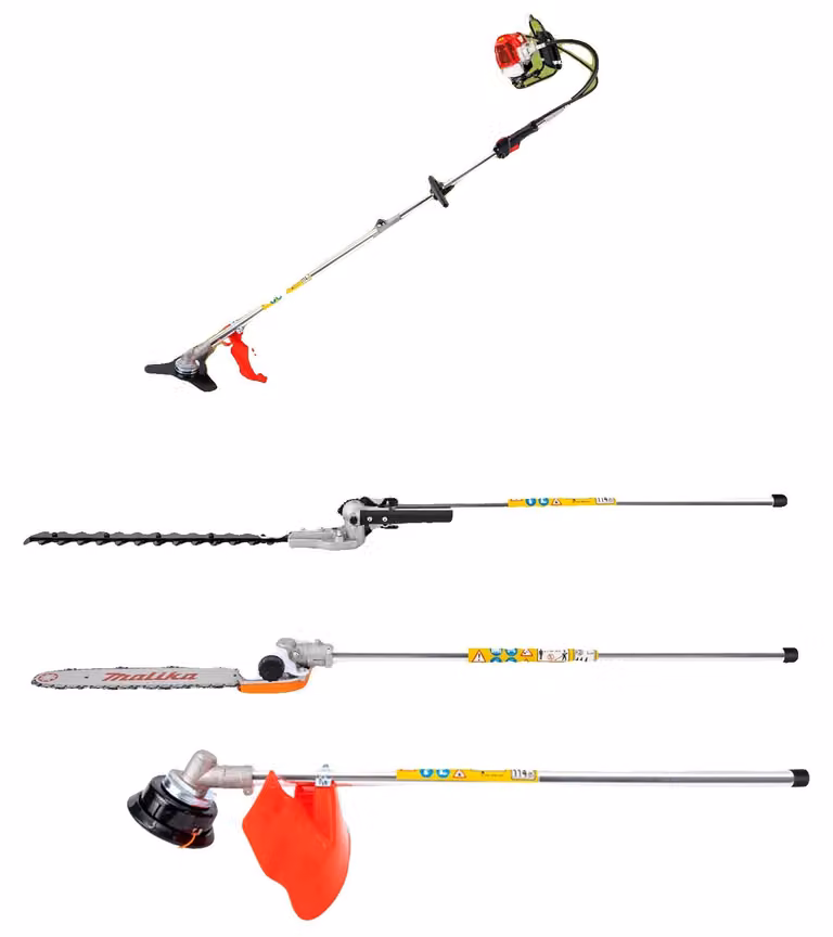 Tagliaerba manuale, motore da 52 ccm, lunghezza 2,7 metri, potenza 1,7 kW, larghezza di taglio 40 cm, design ergonomico
