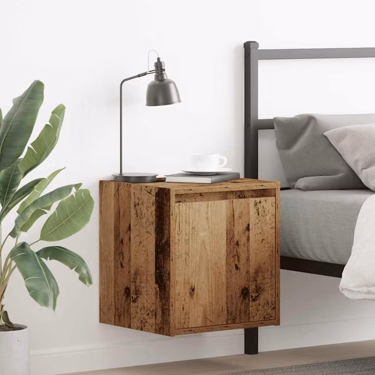 Set di 2 comodini da muro vidaXL in legno color marrone antico, L 38 cm x P 34 cm x H 40 cm