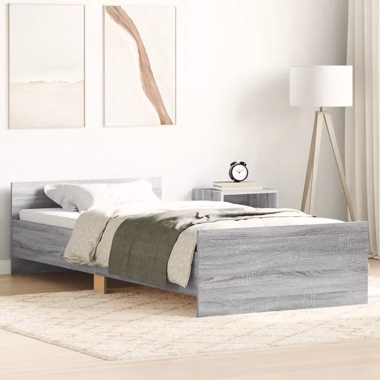 vidaXL Giroletto Single in Legno di Pino e MDF Grigio Sonoma L: 75 cm, P: 190 cm