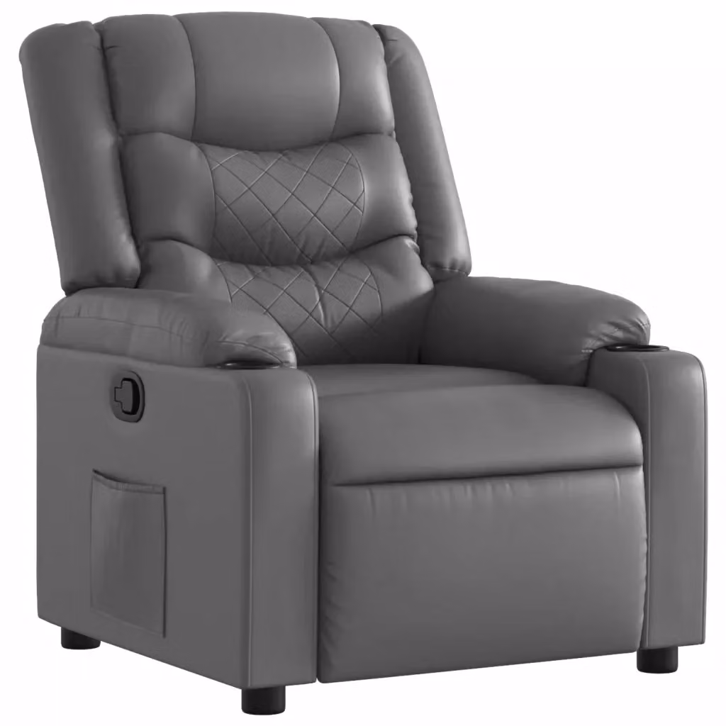 Poltrona Reclinabile Relax vidaXL in Similpelle Grigia con Braccioli e Regolazione Manuale – 2