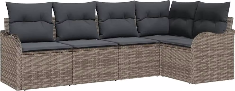 Set Divano da Giardino 5 pcs Grigio polyrattan