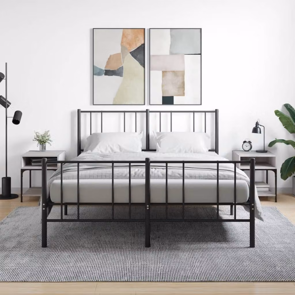 Set di 2 comodini moderni vidaXL in legno multistrato e metallo, colore grigio Sonoma, L 40 cm x P 41 cm x H 50 cm