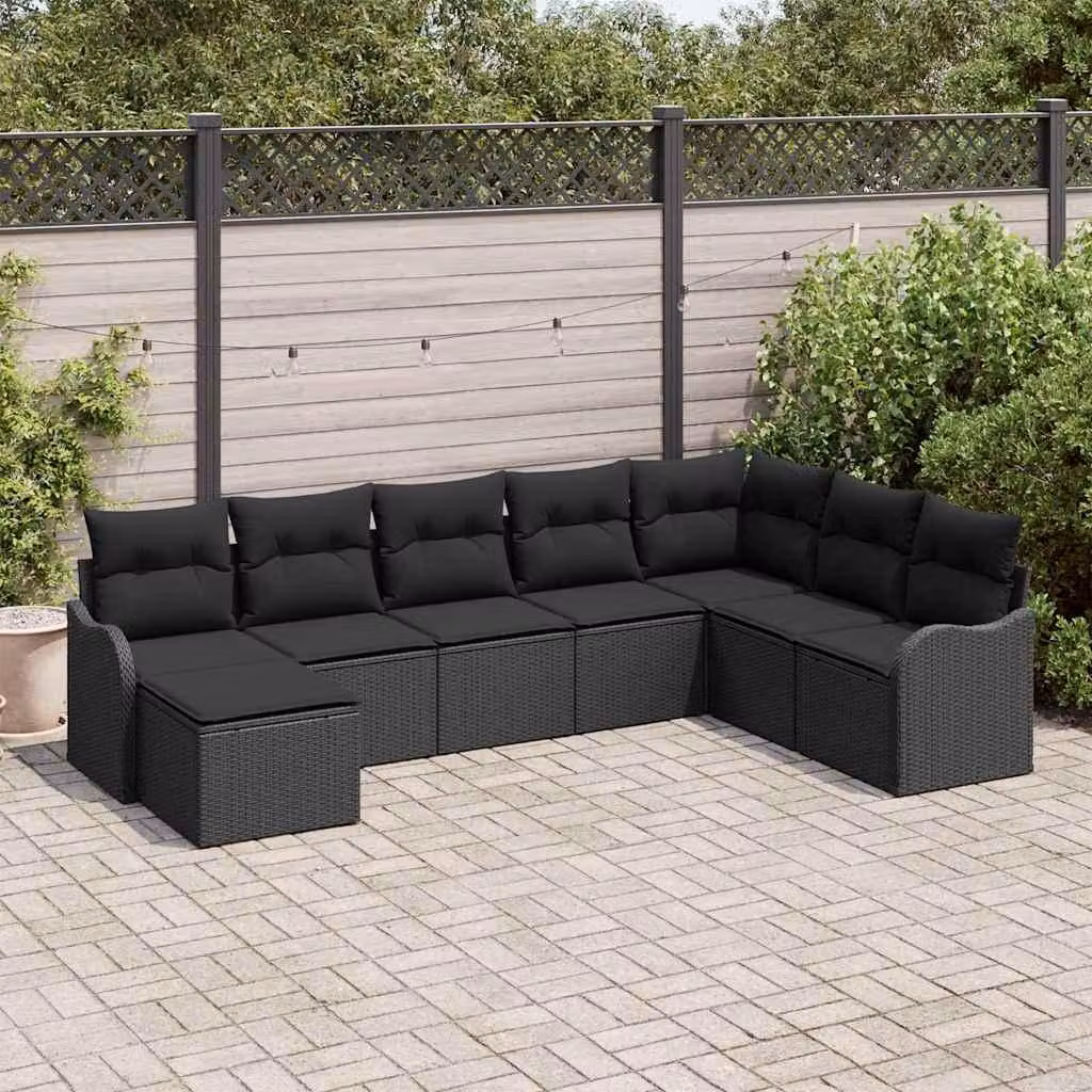 Maison Exclusive - Set Divano da Giardino 8 pcs Nero polyrattan