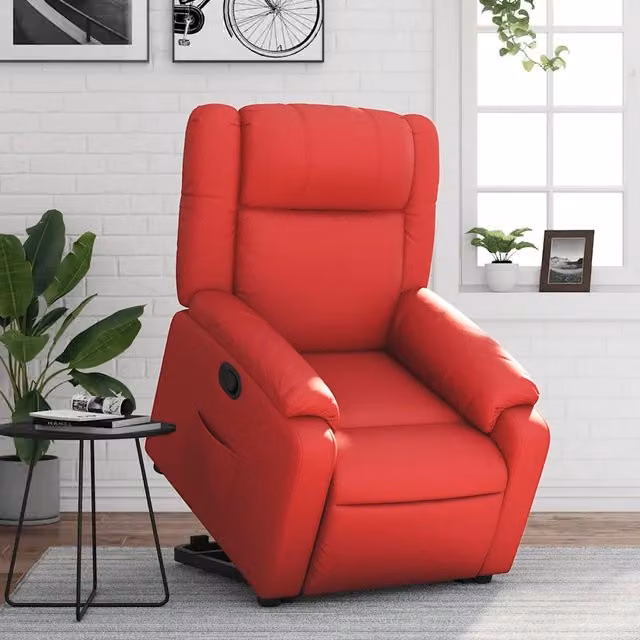 Poltrona Alzapersona Reclinabile vidaXL in Similpelle Rossa con Assistenza Elettrica per Senior