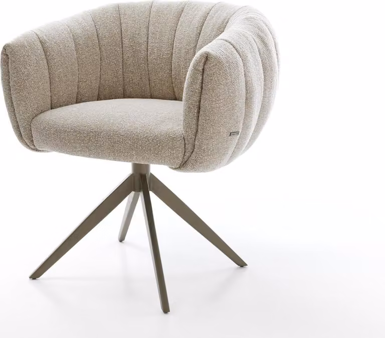 DELIFE Sedia girevole Jada-Flex Tessuto Soft Beige Struttura a croce larga Finitura effetto titanio Girevole a 360° Funzione oscillante Molle insacchettate