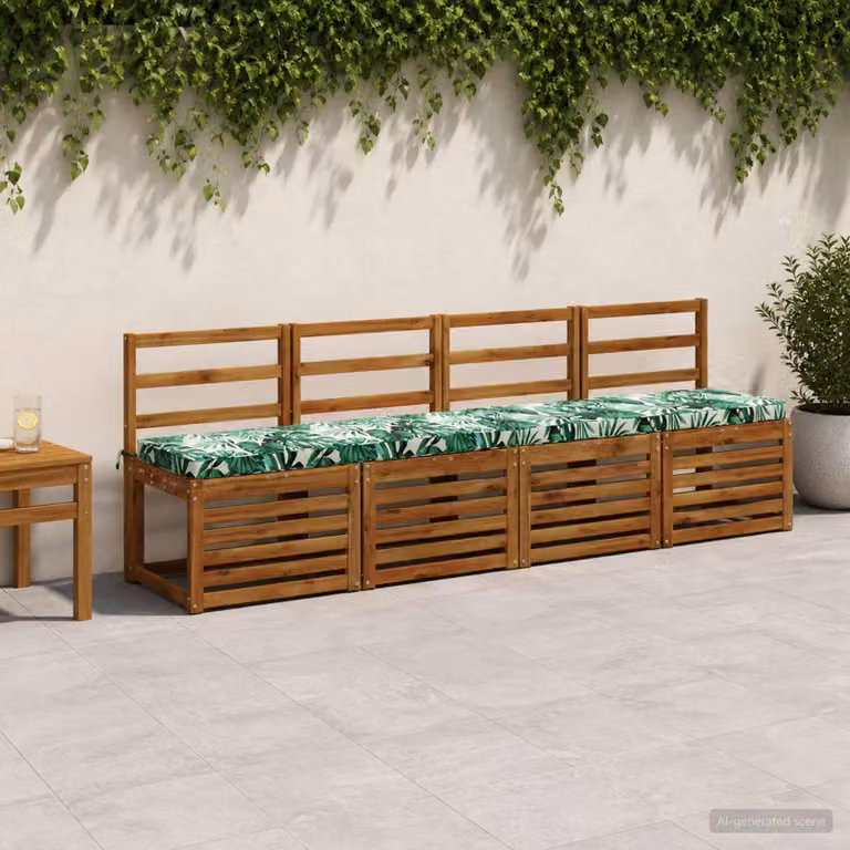 Set di 2 cuscini per panchina vidaXL VUGHT verdi in poliestere con rivestimento rimovibile e resistente ai raggi UV